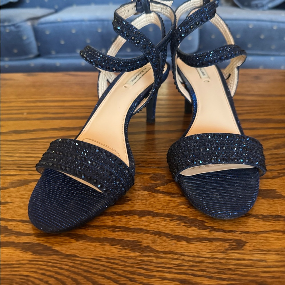 Alex Marie Black Glitter Strappy Heels